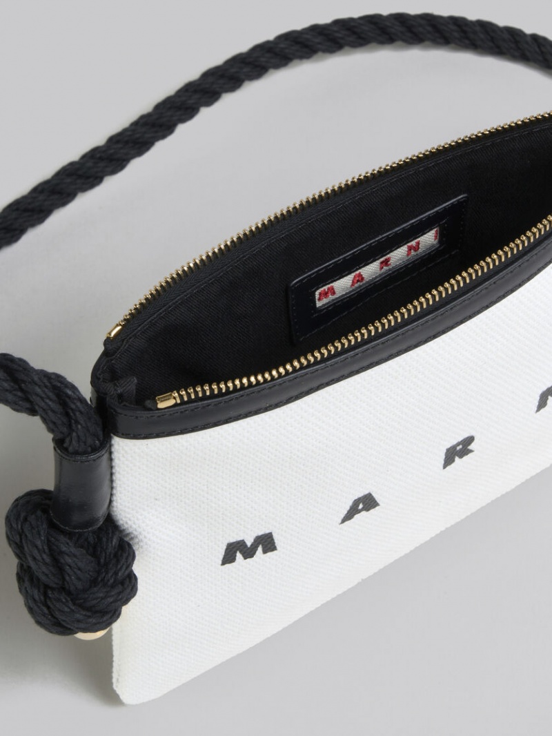 Marni καμβα Marcel Pouch ασπρα μαυρα | QGRUV46085