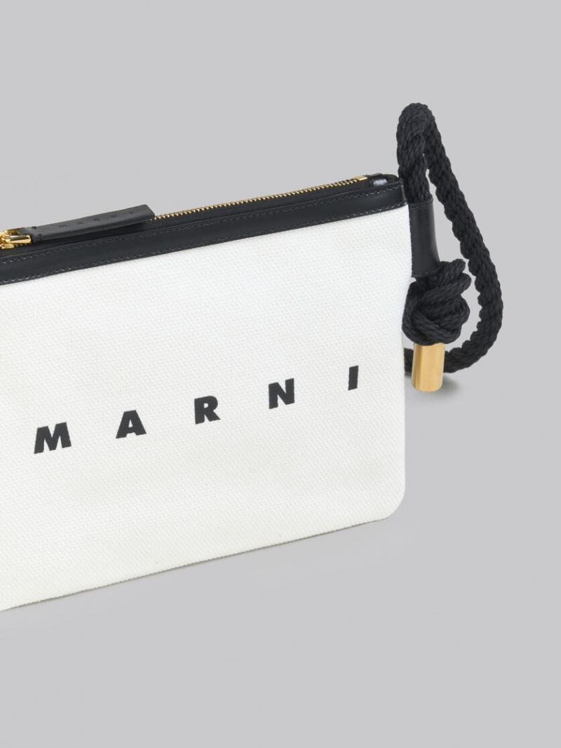 Marni καμβα Marcel Pouch ασπρα μαυρα | QGRUV46085