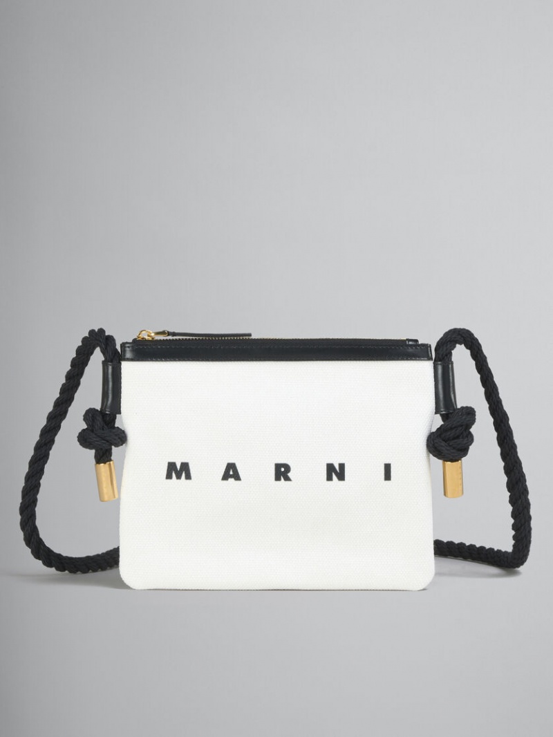 Marni καμβα Marcel Pouch ασπρα μαυρα | QGRUV46085