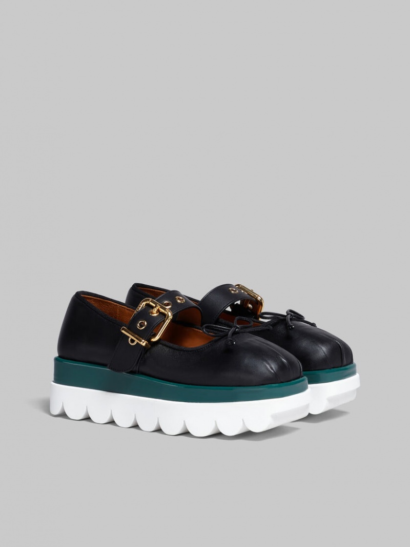 Marni δερματινα Mary Jane Shoe With Scalloped Sole μαυρα | PGRER26953