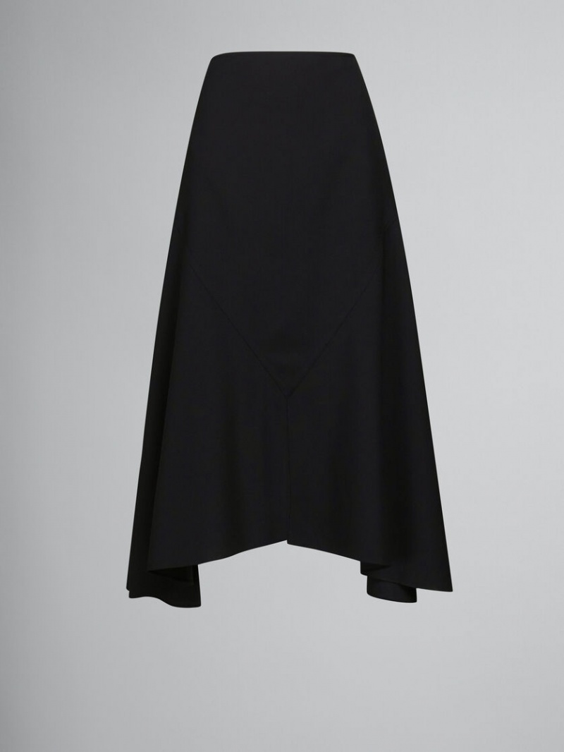 Marni Μαλλί Skirt With Asymmetric Hem μαυρα | GRIIZ68095