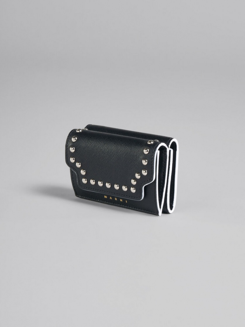 Marni δερματινα Tri-fold Wallet With Studs μαυρα | SGRNY68114