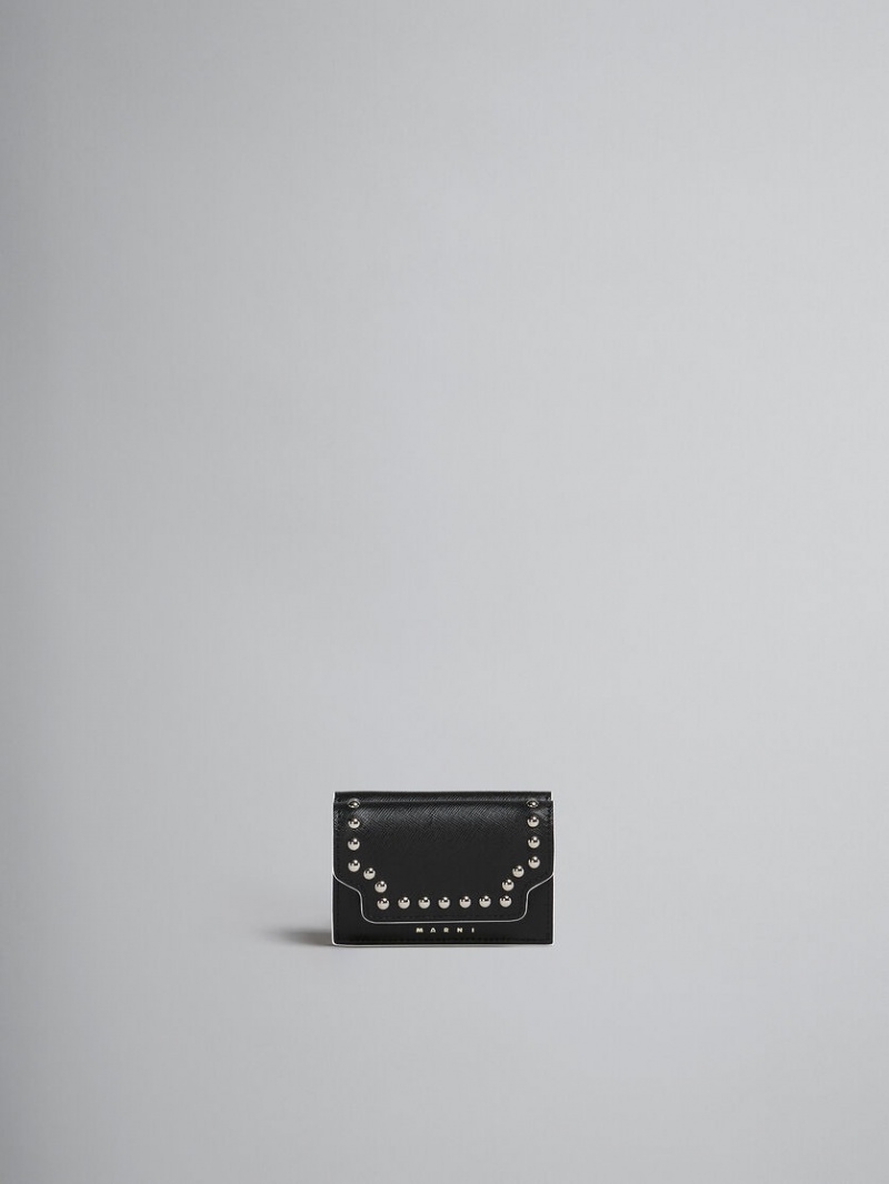 Marni δερματινα Tri-fold Wallet With Studs μαυρα | SGRNY68114