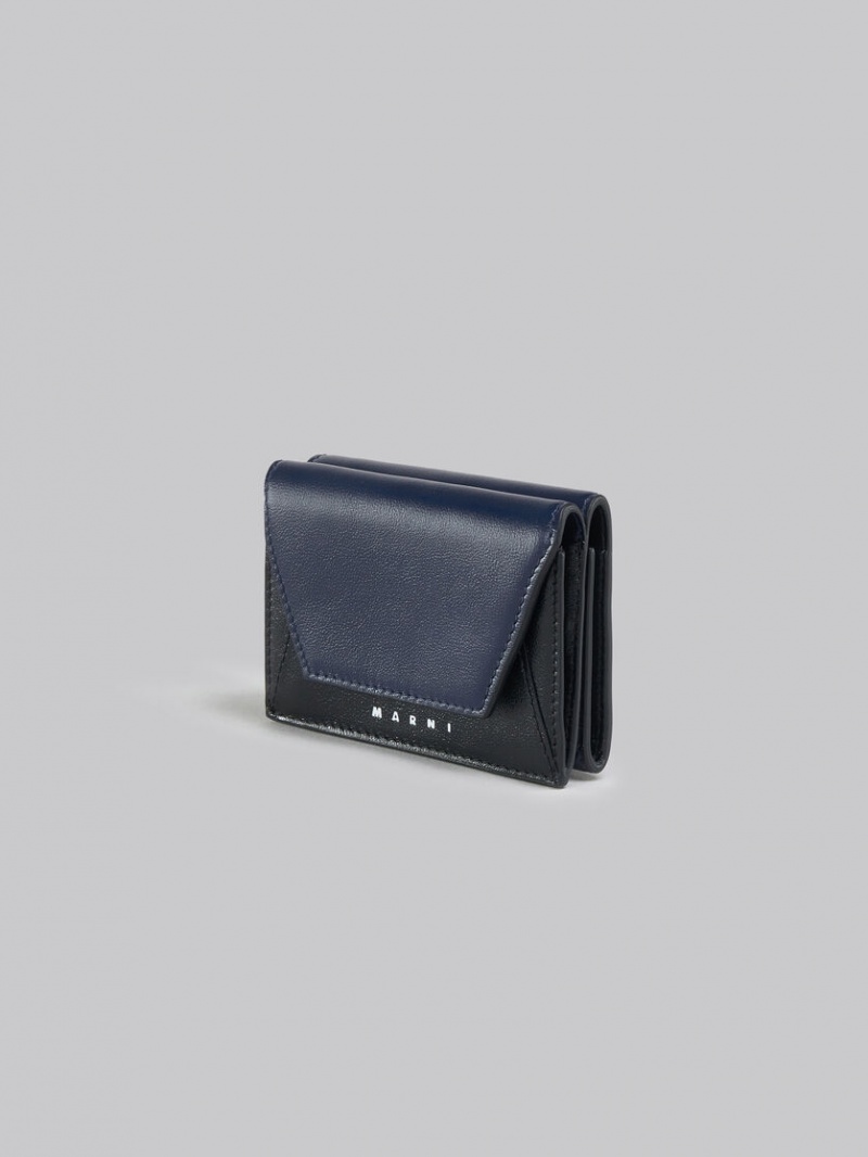 Marni δερματινα Tri-fold Wallet σκουρο μπλε μπλε μαυρα | GRJKU54231