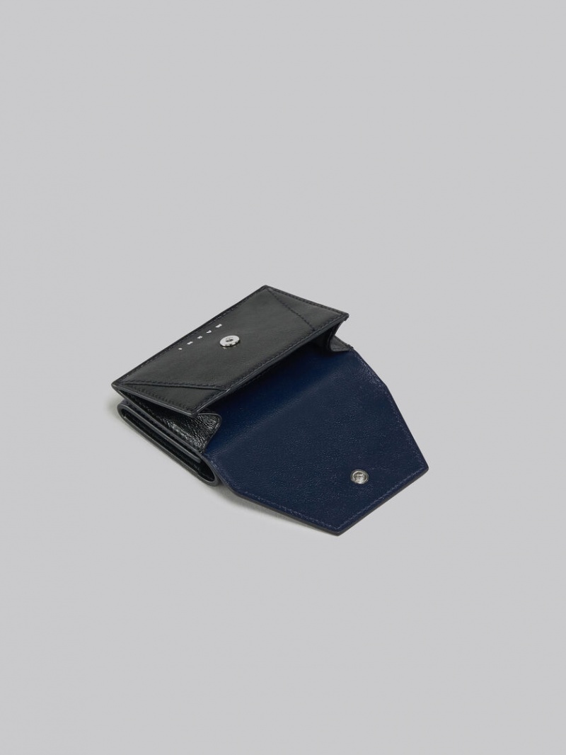 Marni δερματινα Tri-fold Wallet σκουρο μπλε μπλε μαυρα | GRJKU54231