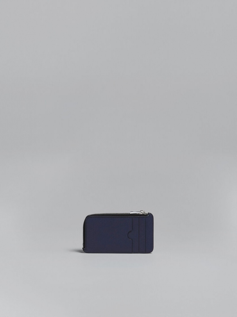 Marni δερματινα Zip-around Card Case μπλε μαυρα | FGRUI72068