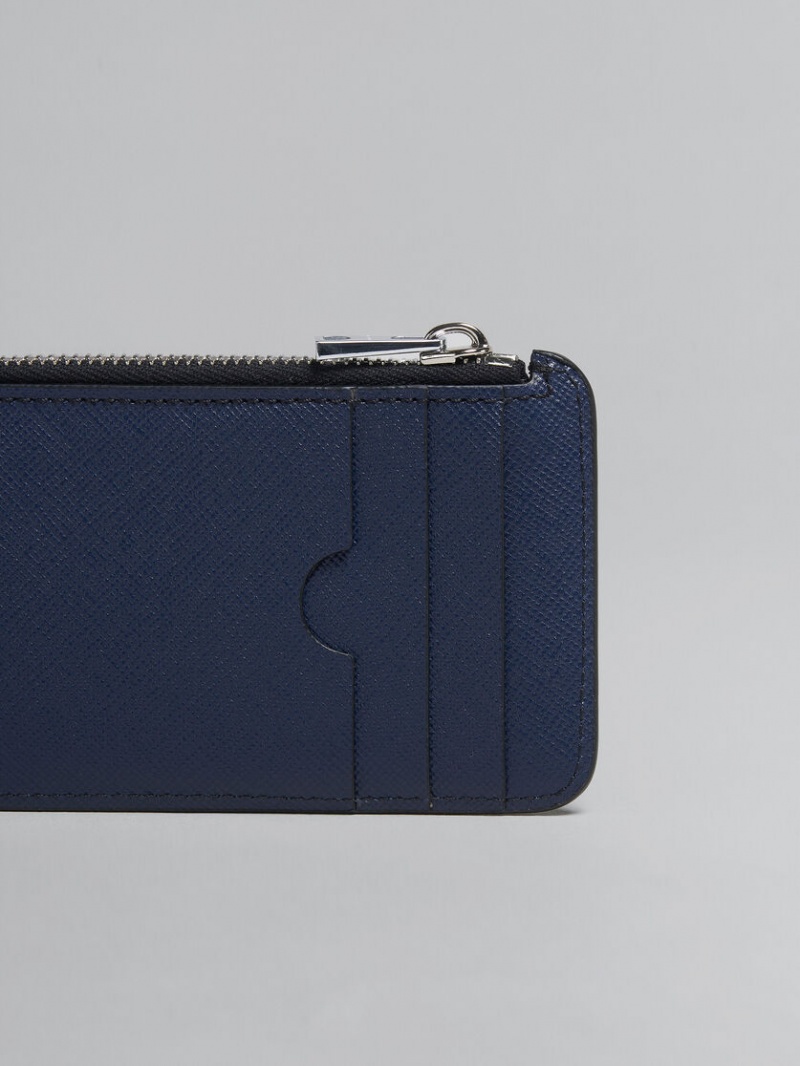 Marni δερματινα Zip-around Card Case μπλε μαυρα | FGRUI72068