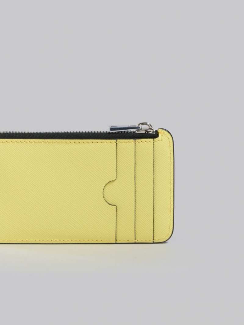 Marni δερματινα Zip-around Card Case σκούρο γκρι κρέμα | GRNZX34836