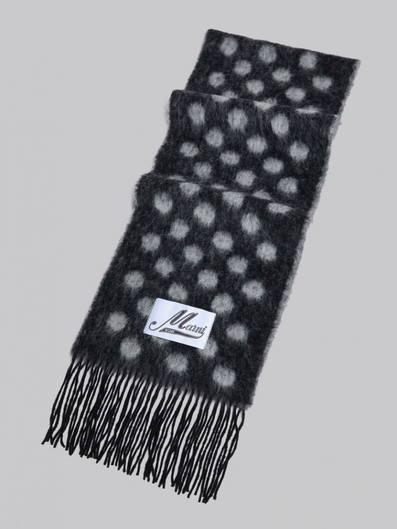 Marni Μαλλί-mohair Scarf With Polka Dots μαυρα | YGRGT93163