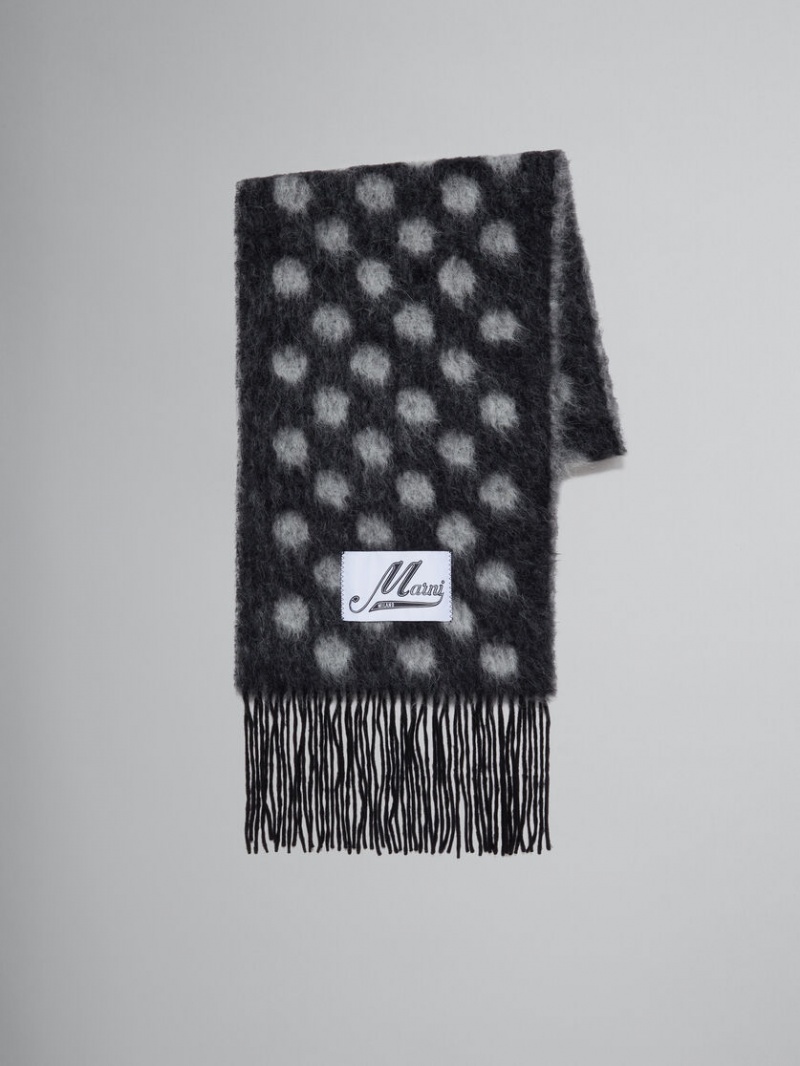 Marni Μαλλί-mohair Scarf With Polka Dots μαυρα | YGRGT93163